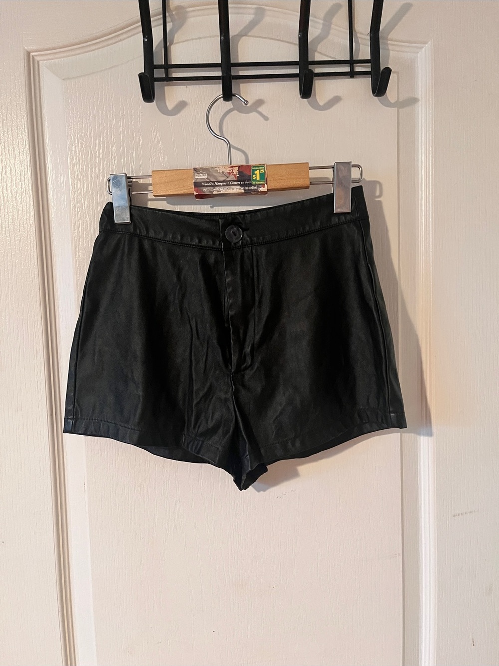 SHEIN Black High-Waist Faux Leather Shorts